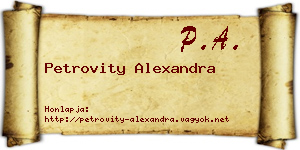 Petrovity Alexandra névjegykártya